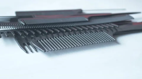 overhead view of Professional combs on c... | Stock Video | Pond5