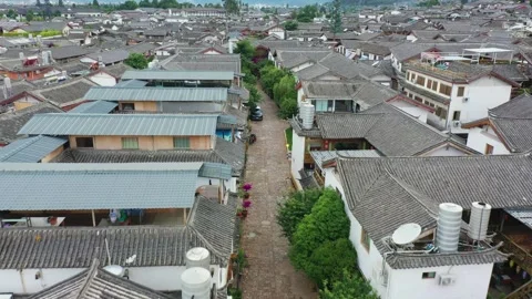 Overhead View of Residential Complex in Lijiang Ancient City China Video stock 336841666