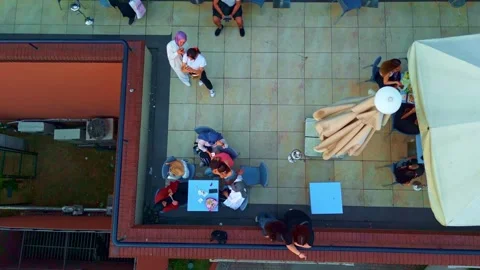Overhead view a restaurant with tables and. Stock Footage 284666300