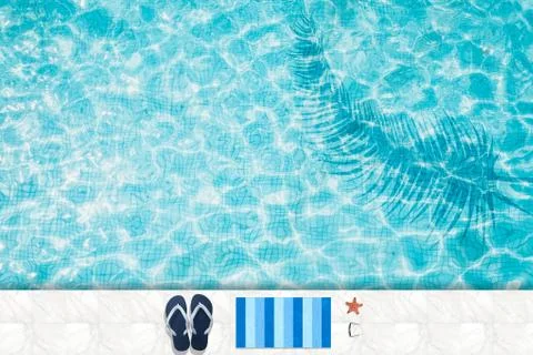 Overhead view, ring floating in a refreshing blue swimming pool Stock Photos