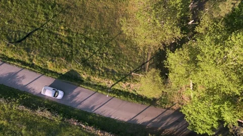 Overhead View Of A Road During Sunny Day. Aerial Shot Stock Footage 246288931