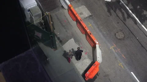 Overhead View Of Roadwork And A Sidewalk In Manhattan New York 스톡 동영상 52577203