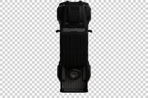 An overhead view of a robust, black, four-door pickup truck with a textured Stock Illustration