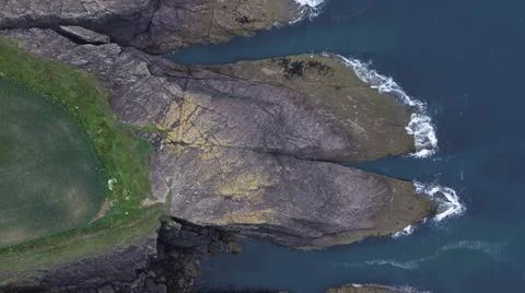 Overhead view of a rock with nice shape. drone video from the coast of Watefo Stock Photos