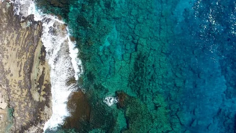Overhead view of rocky coastline Stock Footage 105447270
