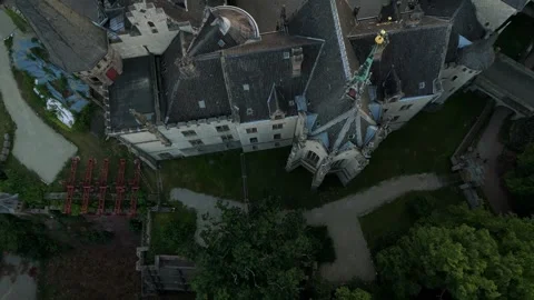 Overhead view of the rooftops and courtyard of Marienburg Castle 스톡 동영상 340159687