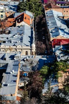Overhead view of rooftops, Old town, Tbilisi, Georgia Stock Photos