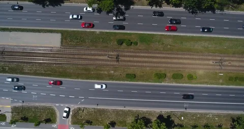 Overhead View Of Running Traffic Stock Footage 91200282