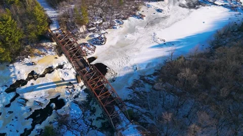 Overhead view of rusty bridge Stock Footage 301261470
