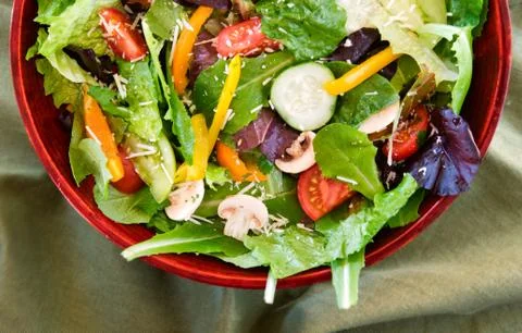Overhead View of Salad on a Table Stock Photos