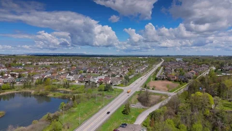 An overhead view of a school bus navigating an intersection Stock Footage 274867272