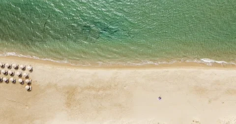 Overhead View of a Serene Beach in Paros Stock Footage 291736434