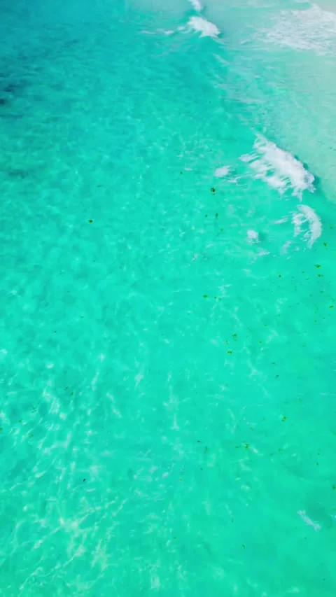 Overhead view of shallow turquoise water in the Caribbean sea Stock Footage 342090318