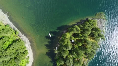Overhead View of a Small Forest Island in British Columbia Stock Footage 196121395