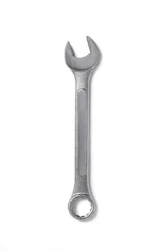 Overhead view of spanner isolated on white background Stock Photos