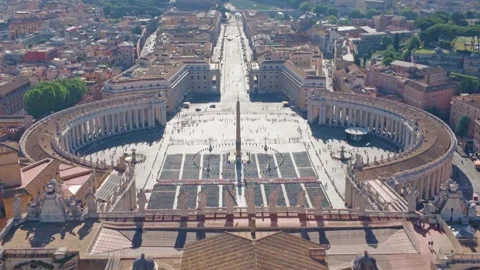 Overhead View of St. Peter's Square and Via della Conciliazione, Vatican City Stock-Footage 339862922