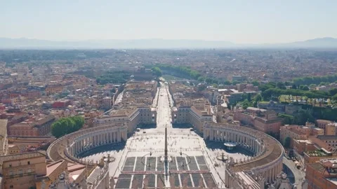 Overhead View of St. Peter's Square and Via della Conciliazione, Vatican City Stock-Footage 339863147