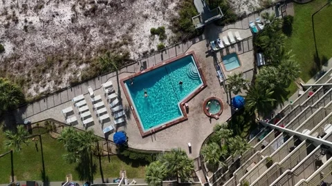 Overhead View Of Swimming Pool By The Waterfront Condominium In Panama Stock Footage 289719365