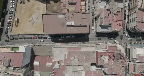 Overhead view of Tangier rooftops and road junctions Video stock 347843945