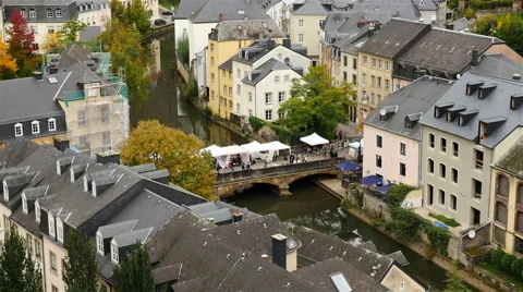 Overhead View Time Lapse of  Luxembourg City - Europe Stock Footage 63520286