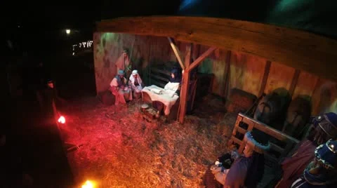 Overhead View of Traditional Nativity Scene Stock Footage 16258224