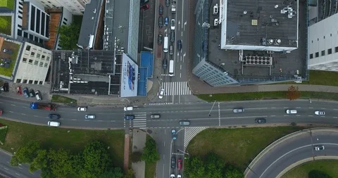 Overhead View Of Traffic Intersection. Aerial Shot Stock Footage 92717017