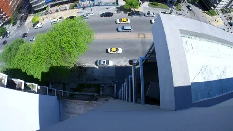 Overhead view on the traffic in Montevideo Stock Footage 76599027