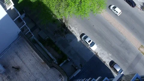 Overhead view on the traffic in Montevideo Stock Footage 84768074