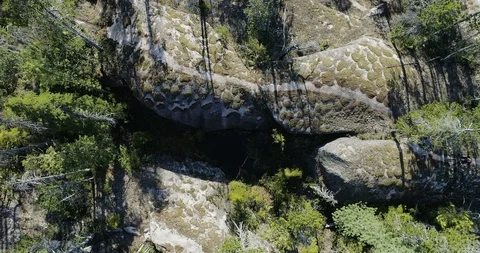 Overhead View Of Two People Mountain Biking On Scenic Trail 스톡 동영상 114269158