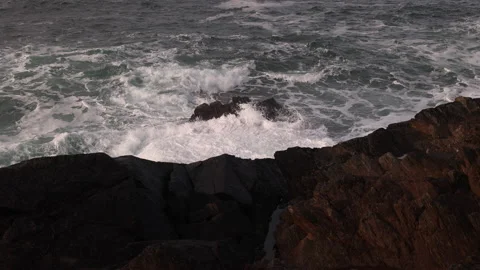 Overhead View of Water Moving Over Sea Rocks.Achill Island, Ireland Stock Footage 239548124