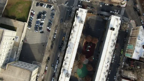 Overhead View of a West Bronx Block and Parking Lot, New York Stock-Footage 99365113