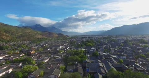 Overhead View of Western Flat Land of Lijiang Ancient City China Video stock 336879702