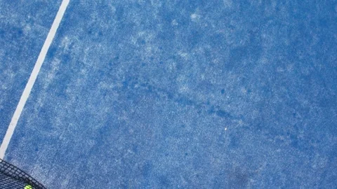 Overhead view of white line on blue court The Concept of Limit Stock-Footage 322812462