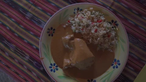 Overhead View of White Pepián on the Table Stock Footage 293175827