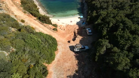 Overhead view of wild beach at greece lefkada island Stock Footage 163532192