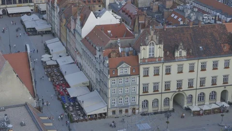 Overhead Views of Wroclaw Central Square Stockbeeldmateriaal 73487689