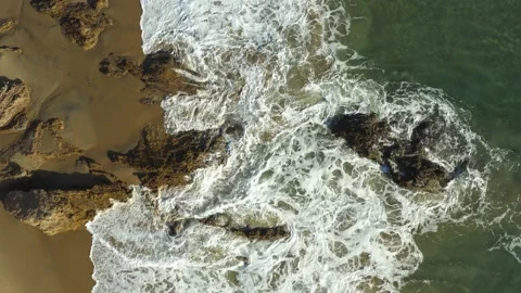 Overhead Waves Breaking on Rocks Stock Footage 161205487