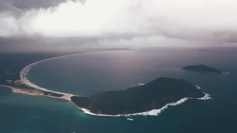 Overhead White Sand Beach Blue Waves in Australia Stock Footage 86161325