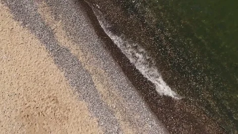 Overhead Zoom Out Of Waves On Beach Video stock 77516522
