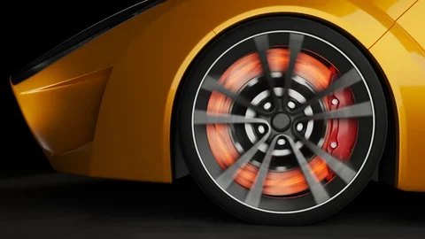 Overheated brake disk glowing red. Stock-Footage 88281702