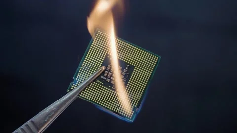 Overheated burning processor Video stock 245682880