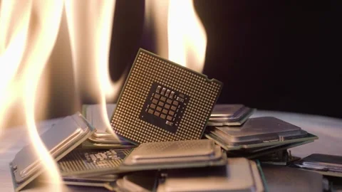 Overheated burning processor Video stock 245683234