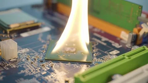 Overheated burning processor Video stock 245683243