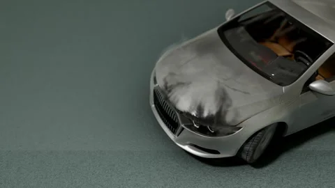 Overheated Car Engine Hood Showing Severe Heat Damage Stock Footage 336589295