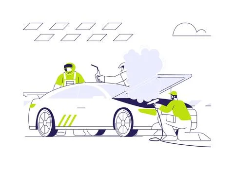 Overheated engine abstract concept vector illustration. Stock Illustration