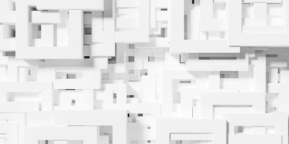 Overlaid scaled white cube boxes block frames background wallpaper banner イラスト素材