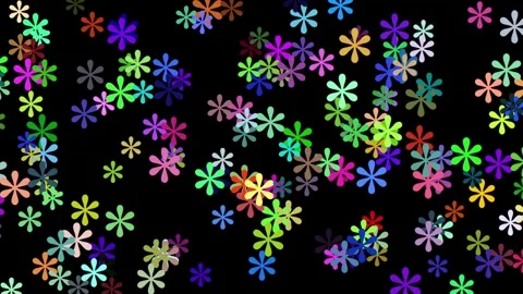 Overlap Flower Punctuation Mark Solid Black Background Video Stock Footage 305126572