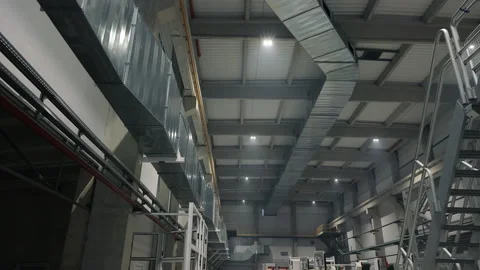 Overlap inside a large production. Top view of communications and ventilation Stock Footage 236298826