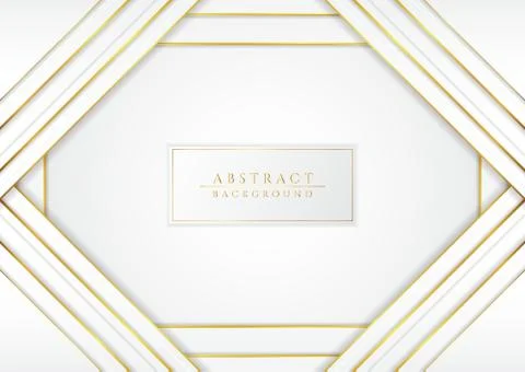 Overlap luxury triangle frame shape white background gold metallic Stock Illustration