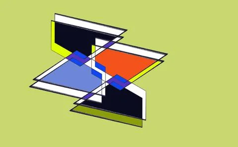Overlapping Abstract Geometric Planes on Green Background Stock Illustration